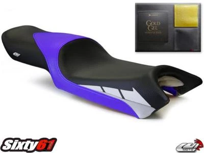 雅马哈 FZ6 座椅套带凝胶 2004 - 2011 Luimoto 前部黑色蓝色碳纤维 — 第 1/4 张图片