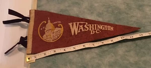 Washington D.C. The Capitol Vintage 12" X 5” Felt Pennant Burgundy White Yellow - Picture 1 of 5