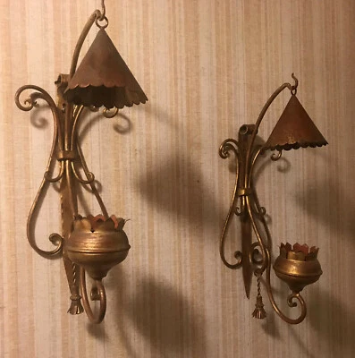 Vintage Pair of Gilt Metal Candle Sconces by Palladio Italy Hollywood Regency - Image 1 of 4