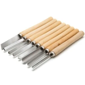 8pc Wood Lathe Chisel Turning Tool set Woodworking Gouge Skew Parting Spearpoint - Picture 1 of 6