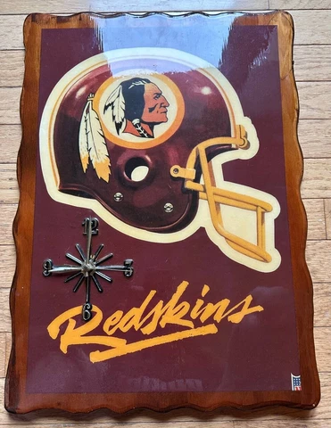 Vintage Handmade Washington Redskins Football Wood Wall Clock Man Cave (Work) Cover
