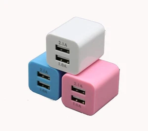 Double chargeur rapide USB ensemble de 3 couleurs adaptateur chargeur universel - Photo 1 sur 5