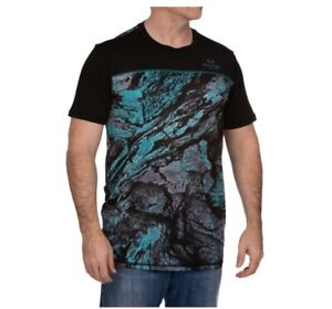 Realtree Aspect Fishing Shirt Men's 2XL XXL Short Sleeve Black Aqua Print 