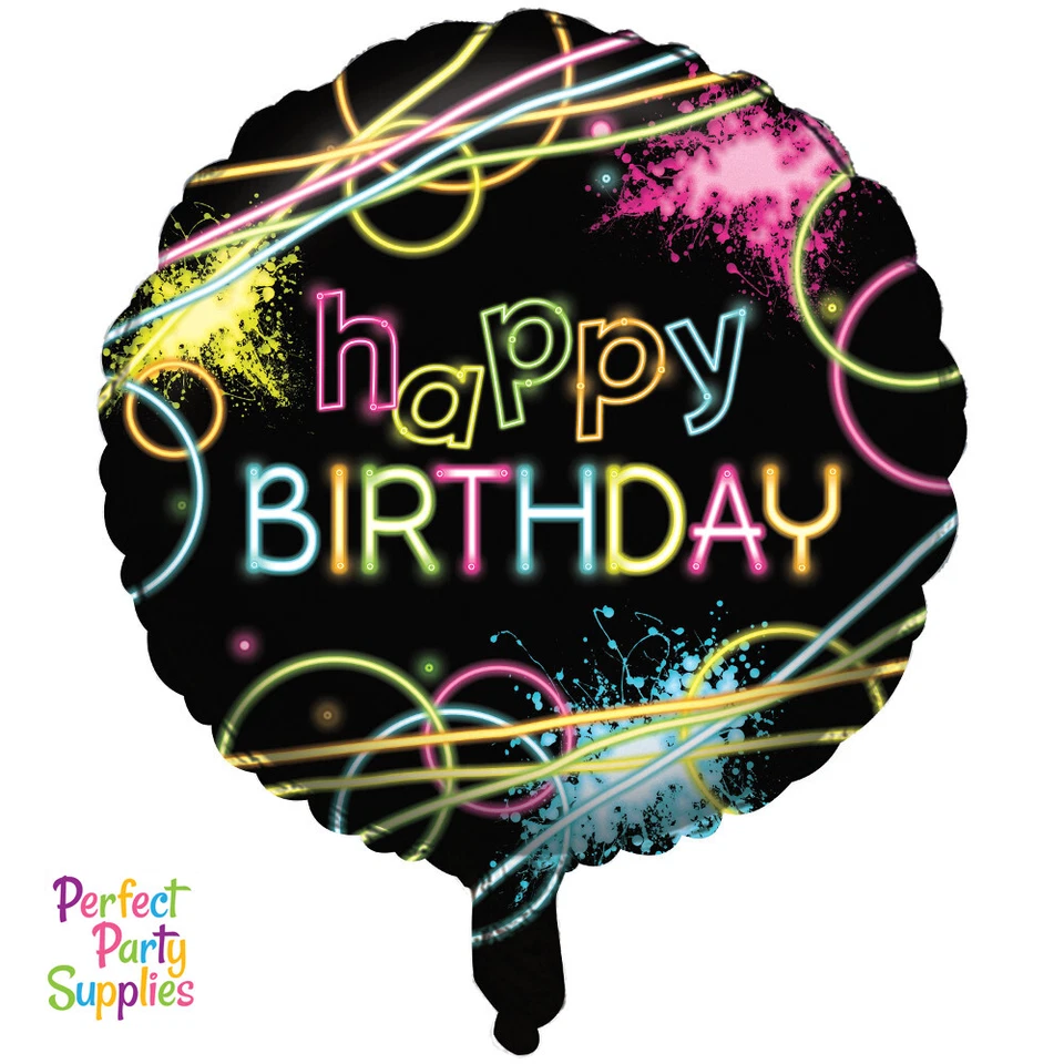 Birthday Party Supplies Glow Neon Metallic Foil Balloon Boy Girl Decorations  - Image 1 of 1