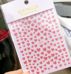 Nail Art Sticker Glitter Heart Valentine Decals Manicure DIY Peel & Stick NH6