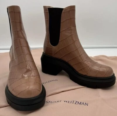 Stuart Weitzman Leather Soft Croc Norah Ankle Booties US 5C EU 35.5 New In Box - Image 1 of 4