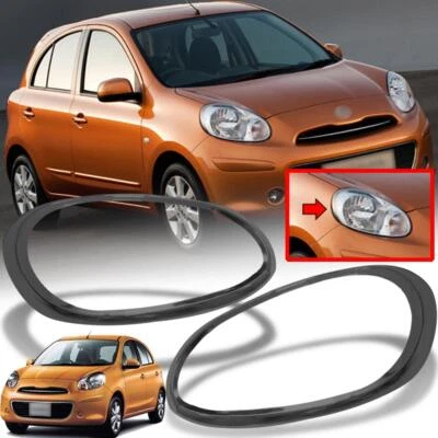 头灯罩适用于日产 March K13 雷诺 Pulse 2009 - 2013 黑色装饰 — 第 1/4 张图片