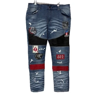 Copper Rivet Herren 38/32 Jeans Slim Fit Patched & Paint Splatter Streetwear - Bild 1 von 13