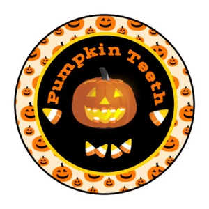 Dientes de calabaza de Halloween, pegatinas Jack O'lantern, etiquetas, - Imagen 1 de 1