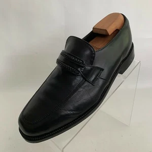 David Taylor Loafers Black Leather Apron Round Toe Slip On Shoes Size 7.5M - Picture 1 of 11
