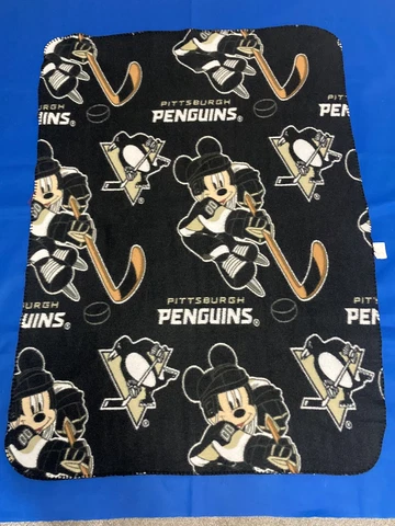 Pittsburgh Penguins Mickey Mouse Disney Themed Throw Blanket / 48"L x 35"W Cover