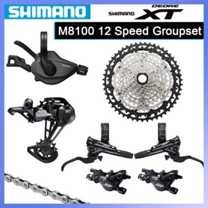 Shimano XT M8100 1x12 Speed MTB Groupset M8120 4-Piston Disc Brake Resin Pads - Picture 1 of 6