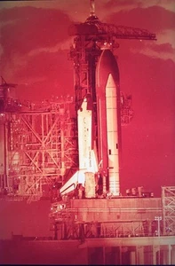 82 Sebring STS3 night Shot Negative Press News Photo Pad Cape Canaveral Shuttle - Picture 1 of 9