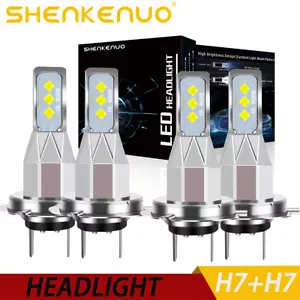 4x H7 LED Headlight Bulb Kit High Low Beam 220W 60000LM Super Bright 6000K White - Foto 1 di 11