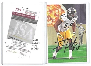 Joey Porter SR #55 handsignierte Torlinie Kunst Postkarte Pittsburgh Steelers JSA - Bild 1 von 1