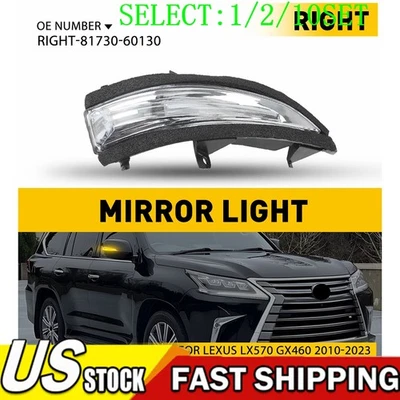 For Lexus LX570 GX460 10-23 Passenger Side Turn Signal Mirror Light Amber 1~10X Foto 1 de 4