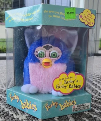 1999 FURBY BABY новый в коробке - синий с розовый груди и гривы/голубые глаза - Изображение 1 из 4
