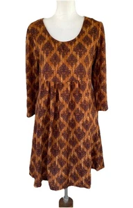 REBORN New York Woman’s Brown 3/4 Sleeves Fleece Soft Dress Size 1X - Picture 1 of 13