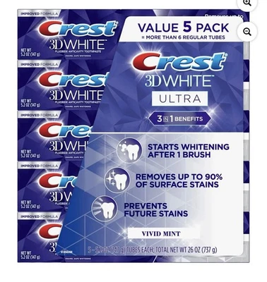 *Crest 3D White Ultra Vivid Mint Toothpaste - Value 5 Pack* - Image 1 of 4