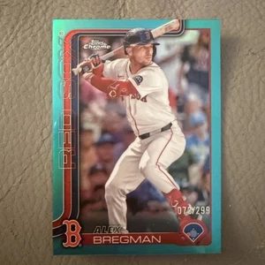 2025 Topps Chrome Alex Bregman Aqua Refractor Card /299 #247 FIRST YEAR RED SOX - Imagen 1 de 2