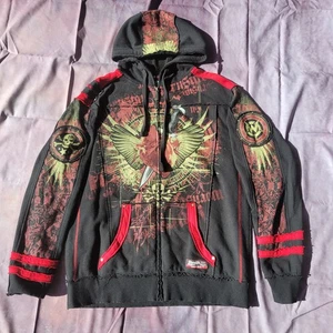 Wornstar Revenge Hoodie Herren L schwarz/rot Frontreißverschluss doppelseitig geflügeltes Herz - Bild 1 von 11