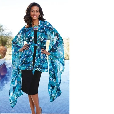 Sz 14 Midnight Velvet Blue Multi Formal Wedding Church Party Jenni Jacket Dress - Image 1 of 4