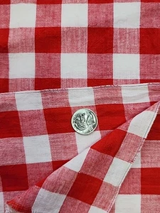 30s 40s Red & White Gingham Check Cotton Fabric 30.5"w X 50" 1yd Vtg Feed Sack - Picture 1 of 24