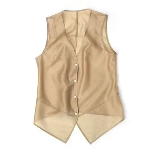 Top donna smanicato seta sintetica canotta trasparente camicetta gilet elegante gilet - Foto 1 di 13