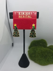 Vintage Edgar Berebi Emaille Weihnachtsbäume Ohrringe - Bild 1 von 4