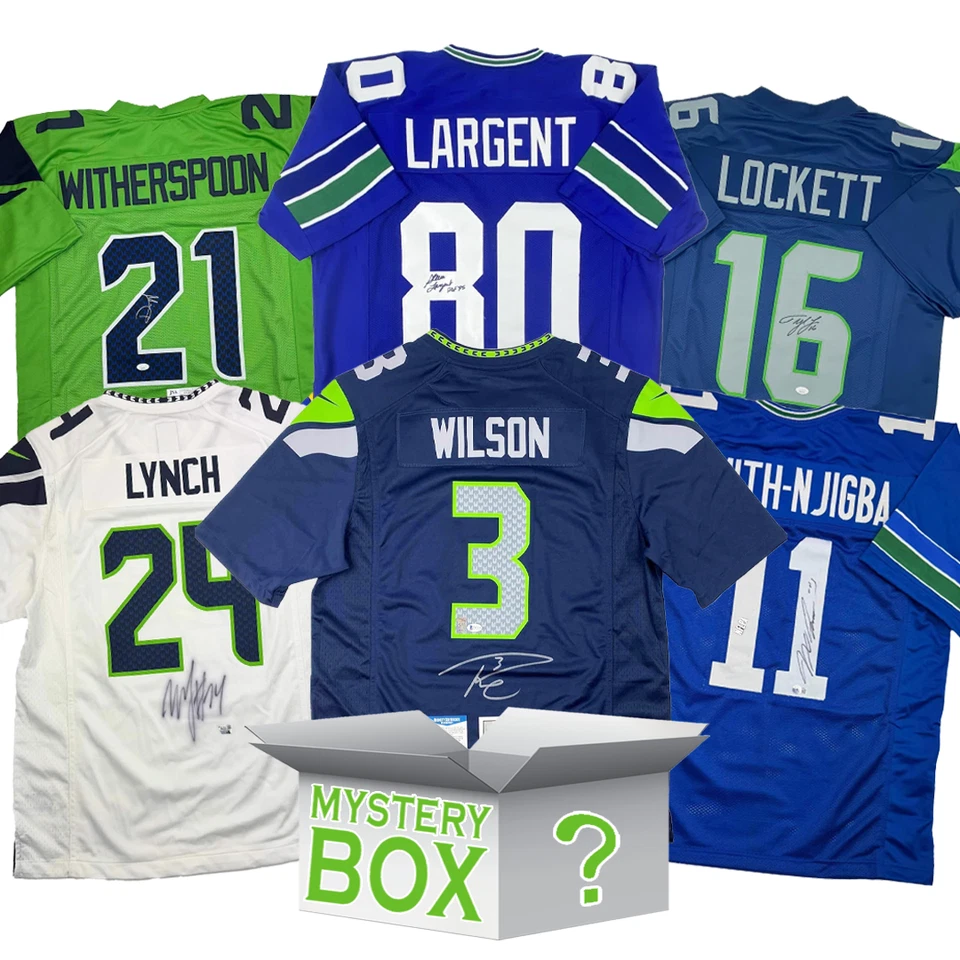 Autographed/Signed Seattle Football Jersey Mystery Box PSA JSA or Beckett COA - Image 1 of 1