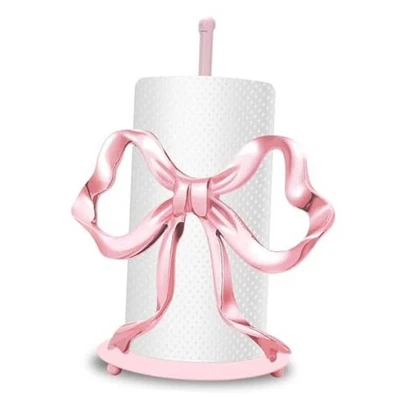 Trendy Bow Paper Towel Holder Cute Pink Bow Knot Kitchen Decor Accessories  - Image 1 of 4