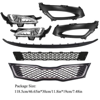Se adapta solo a 11-13 Kia Optima SX/SXL rejilla delantera superior/inferior y cubiertas de luces antiniebla 7 piezas Foto 1 de 4