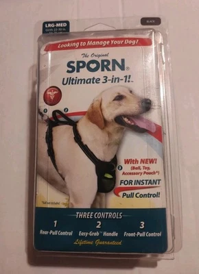 Sporn ULTIMATE CONTROL HARNESS 3-in-1 Large-Medium Dogs BLACK ~ NEW  ~ Fast Ship - Image 1 of 4