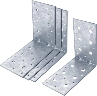 Soporte L galvanizado de 4 piezas, soporte angular de 6" X 6" X 4" soporte de esquina para madera, 12 Foto 1 de 4