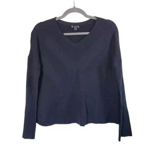Smartwool Black Shadow Pine Cable V-Neck Boxy Sweater Wool Blend, Women's Small - Picture 1 of 12