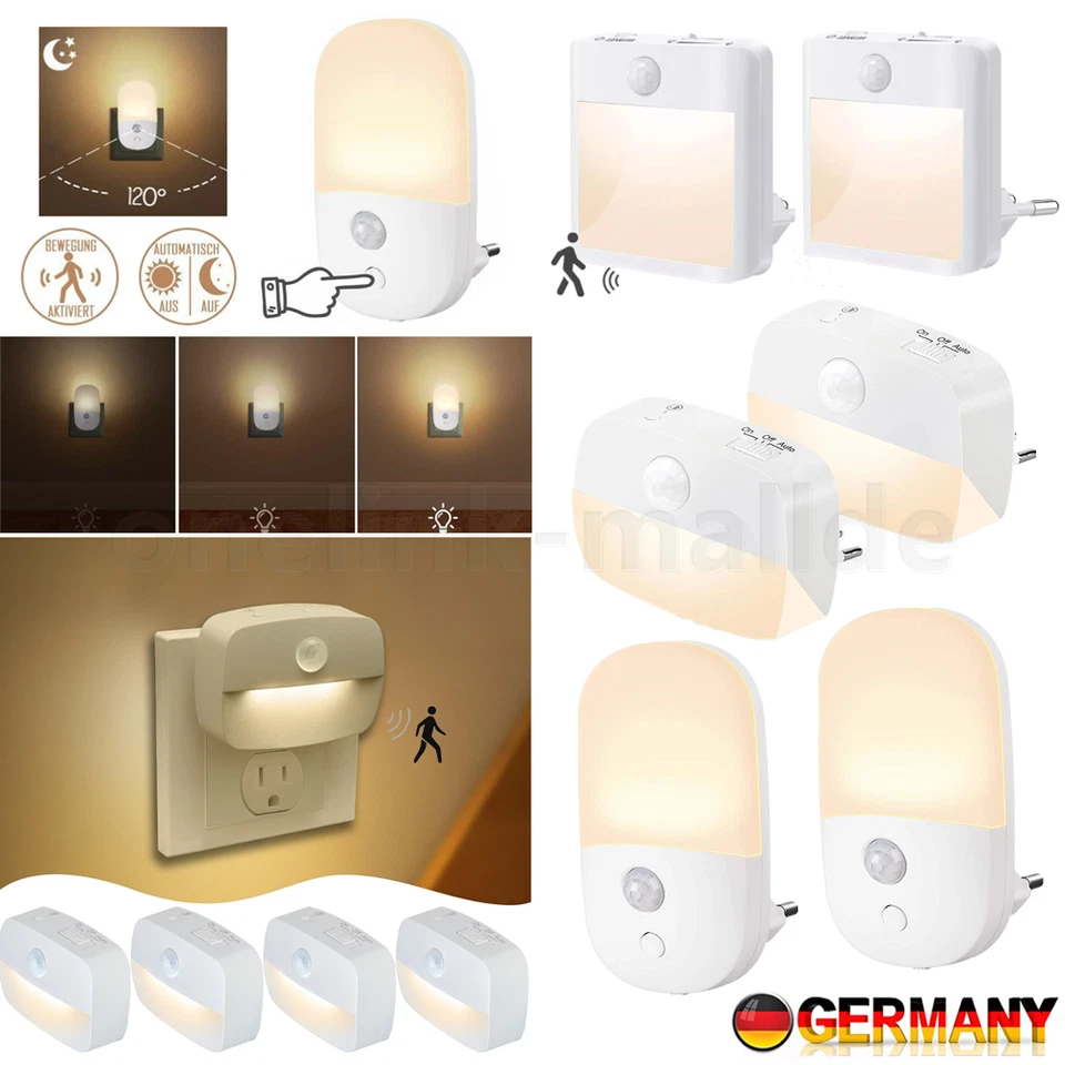 Dimmbar LED Nachtlicht mit Bewegungsmelder Steckdose Nachtlampe Steckdosenlicht - Bild 1 von 1