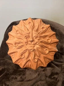 10 Zoll Terrakotta Sonnengesicht Ton Skulptur Wandkunst Keramik himmlische Natur Dekor - Bild 1 von 5
