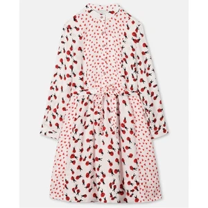 Stella McCartney Kids White Red Ladybug Heart Button Down Shirt Dress Girly Cute - Picture 1 of 9