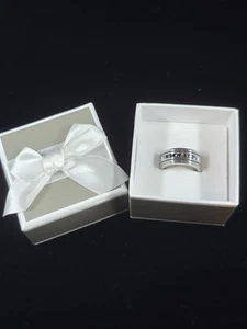 Cincel Acero Inoxidable Cepillado y Pulido Negro IP y Diamantes Negros Banda 9mm - Imagen 1 de 8