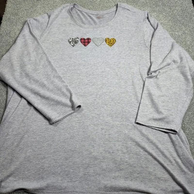 Camisa Top Lane Bryant Plus 38/40 Gris Manga Larga Embellecida con Corazón Foto 1 de 4