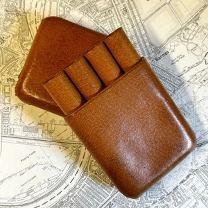 Vintage Leder Zigarrenetui 4 Fächer Monogramm wie vorgefunden - Bild 1 von 7