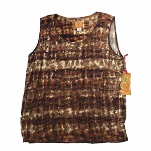 Neu mit Etikett Ruby Rd ärmelloses Damen-Tanktop Pailletten Plus 2X Herbst Herbst braun rostfarben - Bild 1 von 9