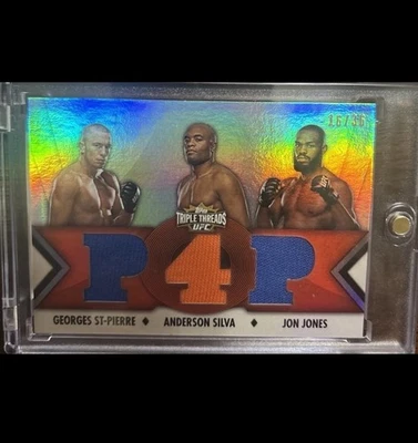 2013 UFC Topps Knockout Triple Threads P4P Anderson Silva Jon Jones GSP /36 - Image 1 of 2
