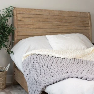 New Chunky Knit Blanket – 2 Color Cream White & Light Gray Throw Blanket - Picture 1 of 8