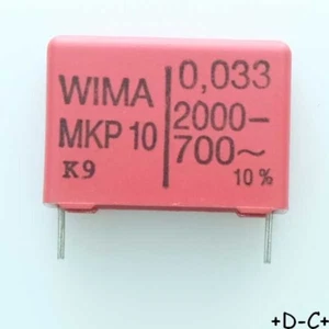 Condensateur film PP MKP10 33nF 2000VDC 700VAC 8.5x18.5x26.5mm pas22.5 10% Wima - Foto 1 di 1