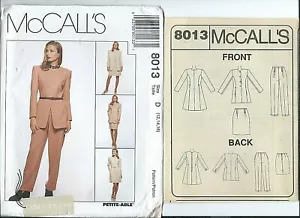 M 8013 motivo cucito Fab ABITO chic GIACCA PANTALONI GONNA cucire taglie 12,14,16 NON TAGLIATO - Foto 1 di 1