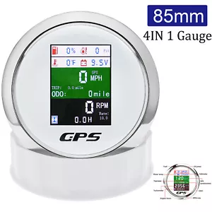 85mm 6 in 1 Multifunction GPS Speedometer Tacho Oil Press Water Temp Fuel Volt - Picture 1 of 13
