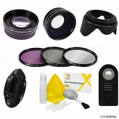  WIDE ANGLE LENS + ZOOM LENS + REMOTE +3 FILTERS FOR PANASONIC  LUMIX DMC-FZ200 - Image 1 of 4