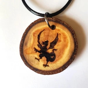 Kakadrice Holz Anhänger Halskette, Basilisk Fabelwesen - Bild 1 von 4