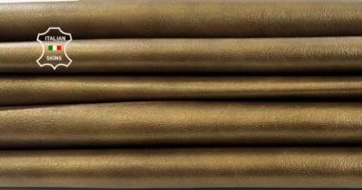 BRONZE PEARLIZED DISTRESSED ROUGH Goatskin leather 2 skins 10sqf 0.9mm #C4782 - Image 1 of 4